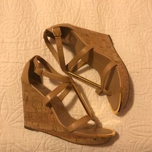 Dolce Vita Wedge Sandals with Gold Trim